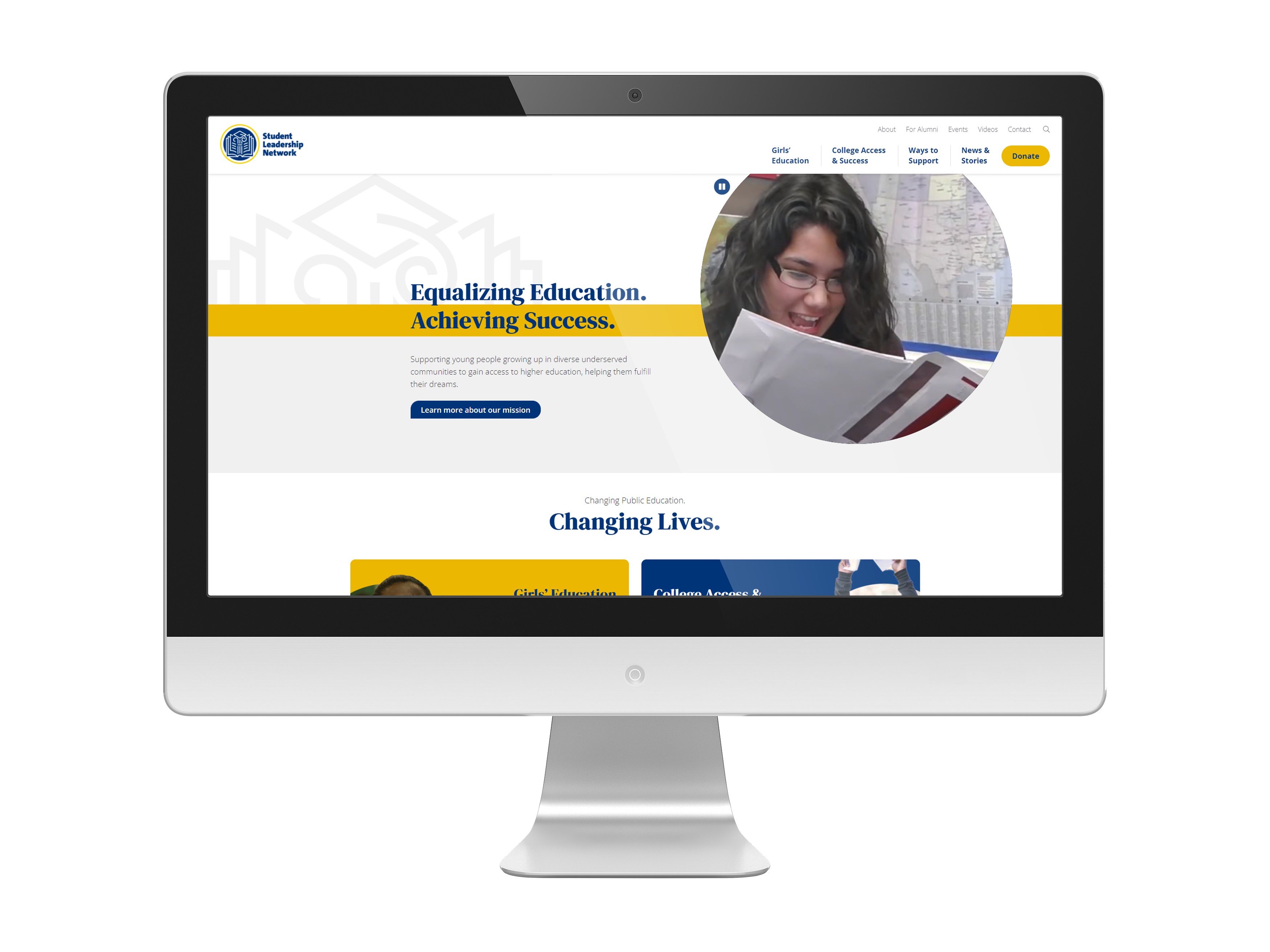 A screen capture of the new website on a computer.