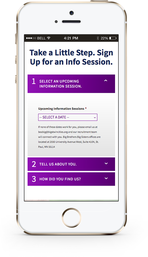 Image of the signing-up process on an iPhone