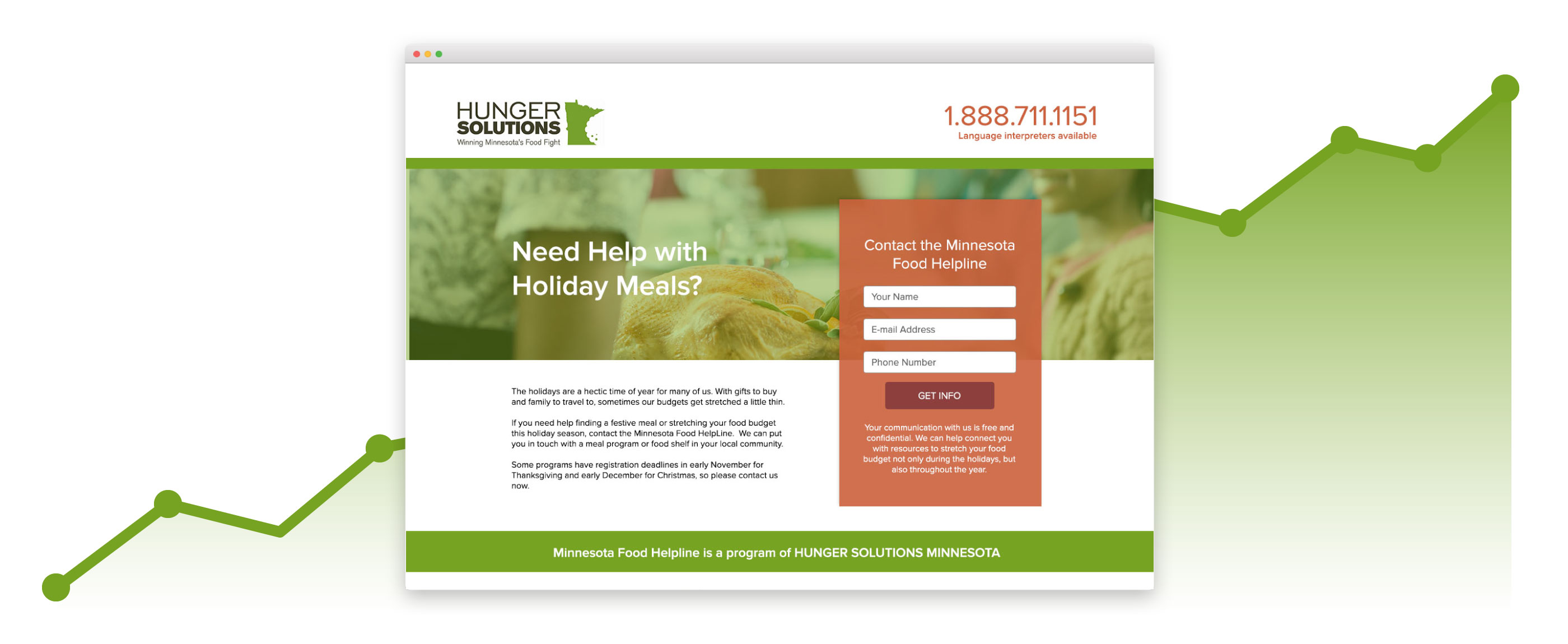 Hunger Solutions Minnesota Website in browser